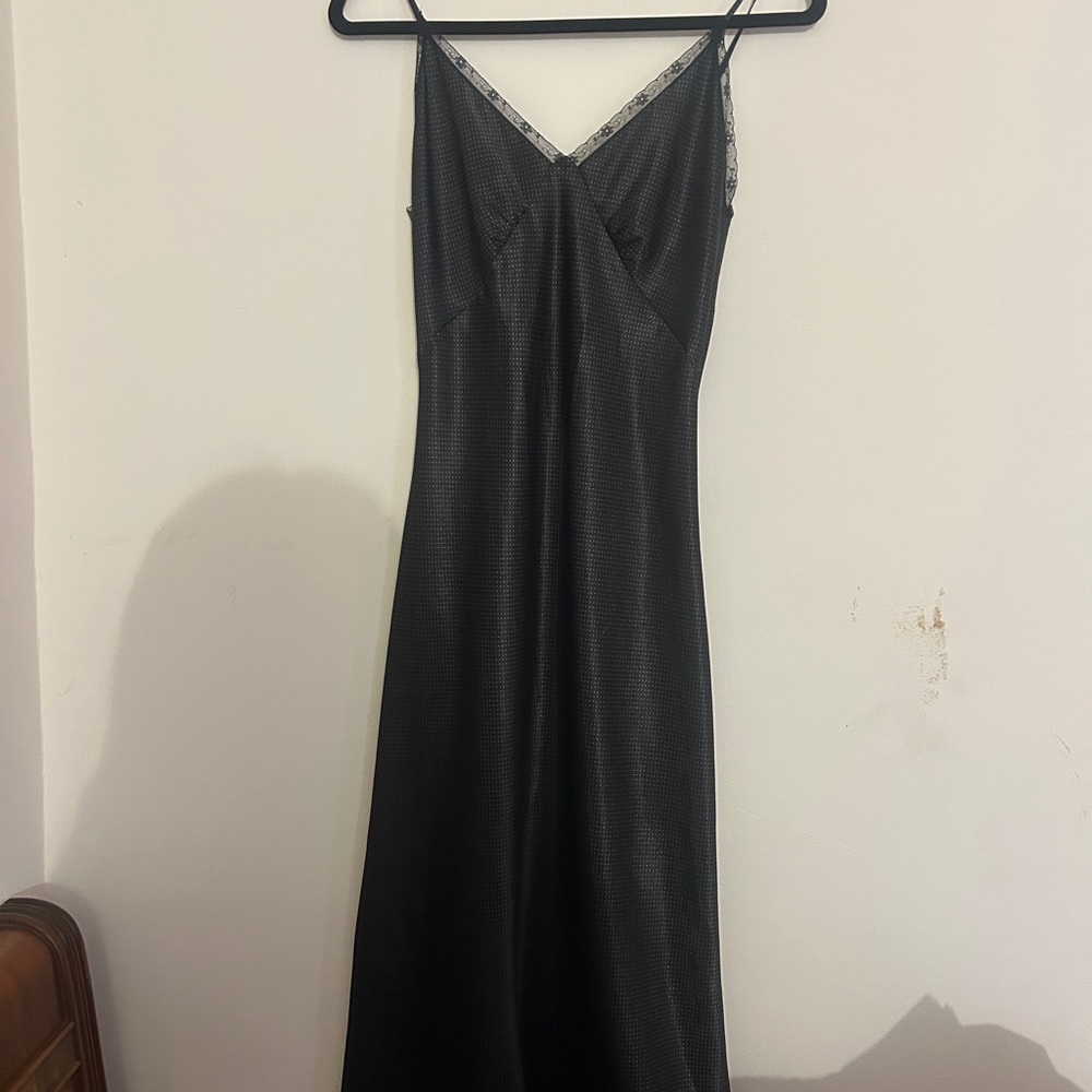 Jones New York Black Satin Lace-Trim Slip